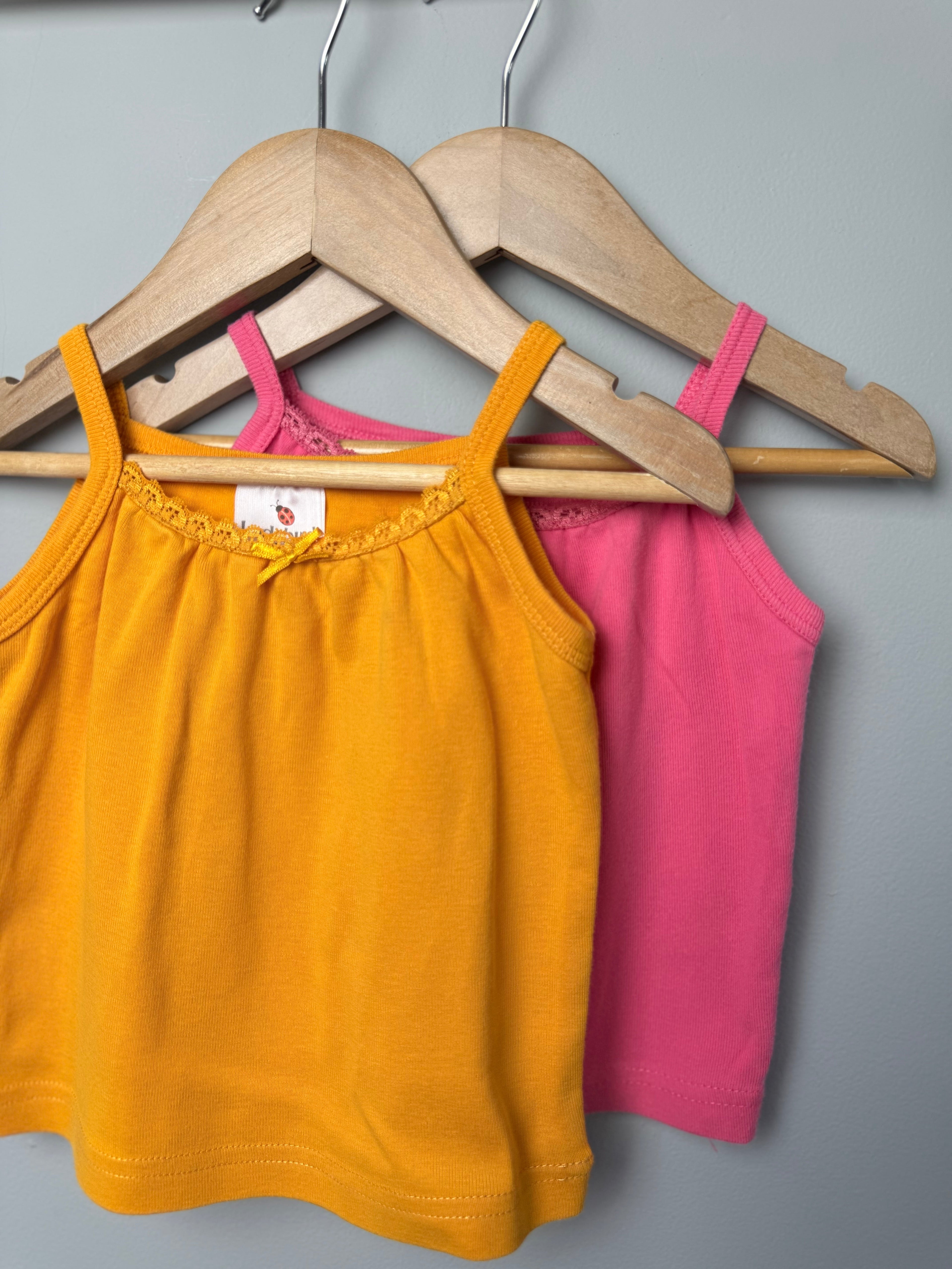 Vintage Ladybird Pink & Orange Vest Tops - Girls 18 - 24 Months - Discounted high street clothing for children, ladies and men including everyday wear and seasonal styles. UK online