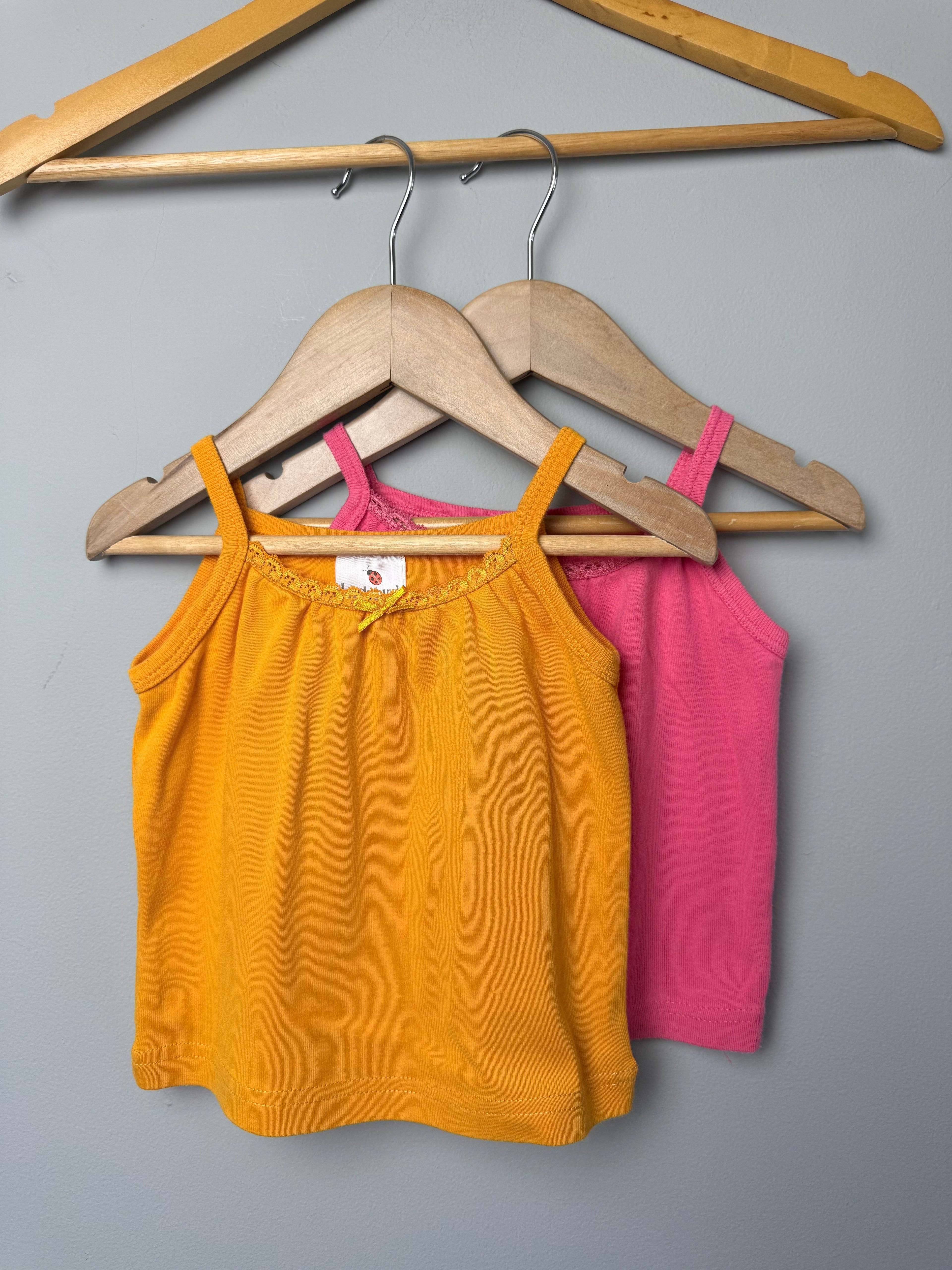 Vintage Ladybird Pink & Orange Vest Tops - Girls 18 - 24 Months - Discounted high street clothing for children, ladies and men including everyday wear and seasonal styles. UK online