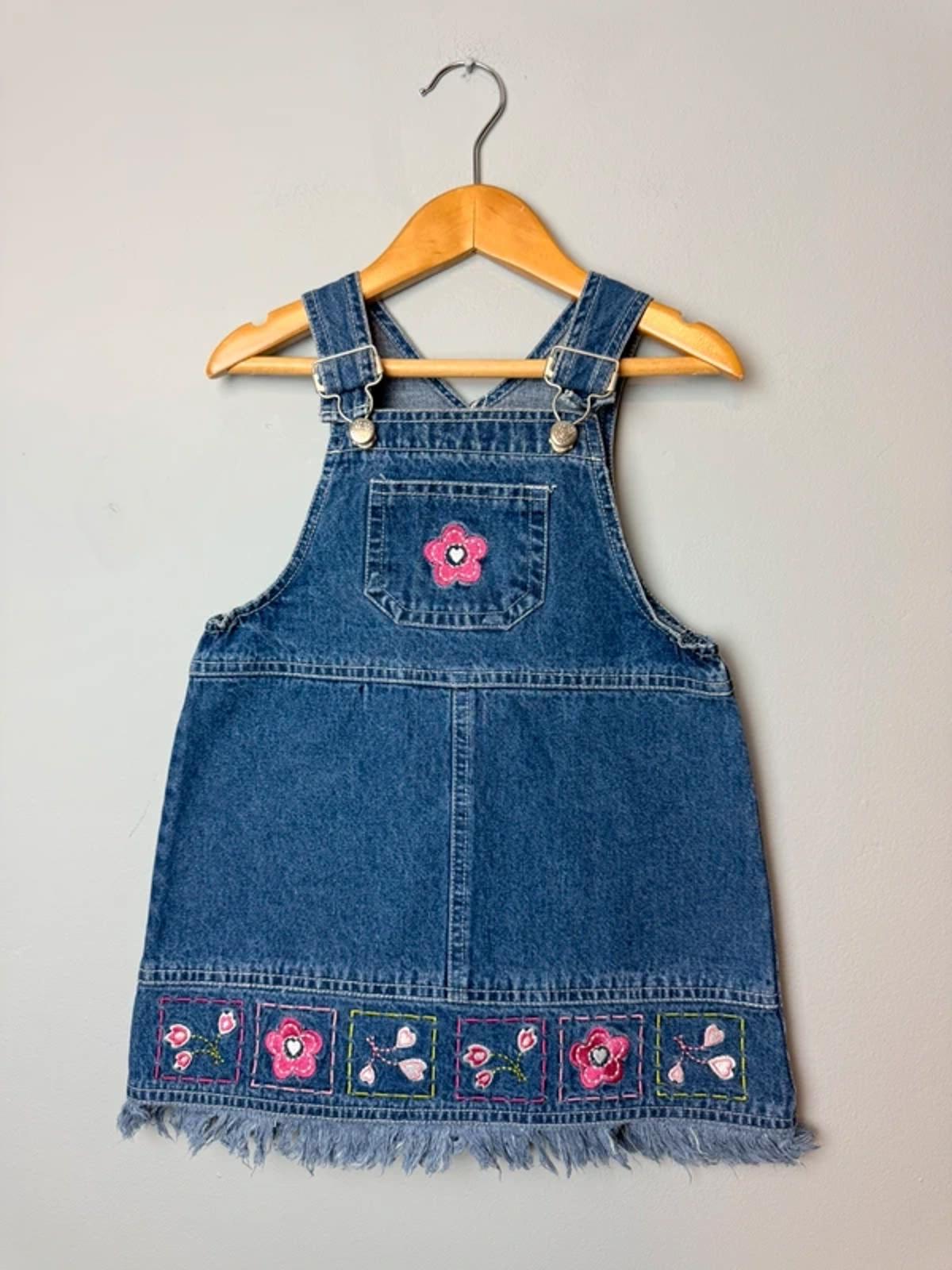 Vintage Teddy Togs Floral Frayed Hem Denim Pinafore Dungaree Dress Girls 18 - 23 Months - Discounted high street clothing for children, ladies and men including everyday wear and seasonal styles. UK online