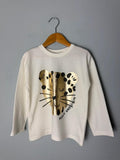 Zara Cream & Gold Cheetah Long Sleeve Top - Girls 3 - 4 Years - Discounted high street clothing for children, ladies and men including everyday wear and seasonal styles. UK online