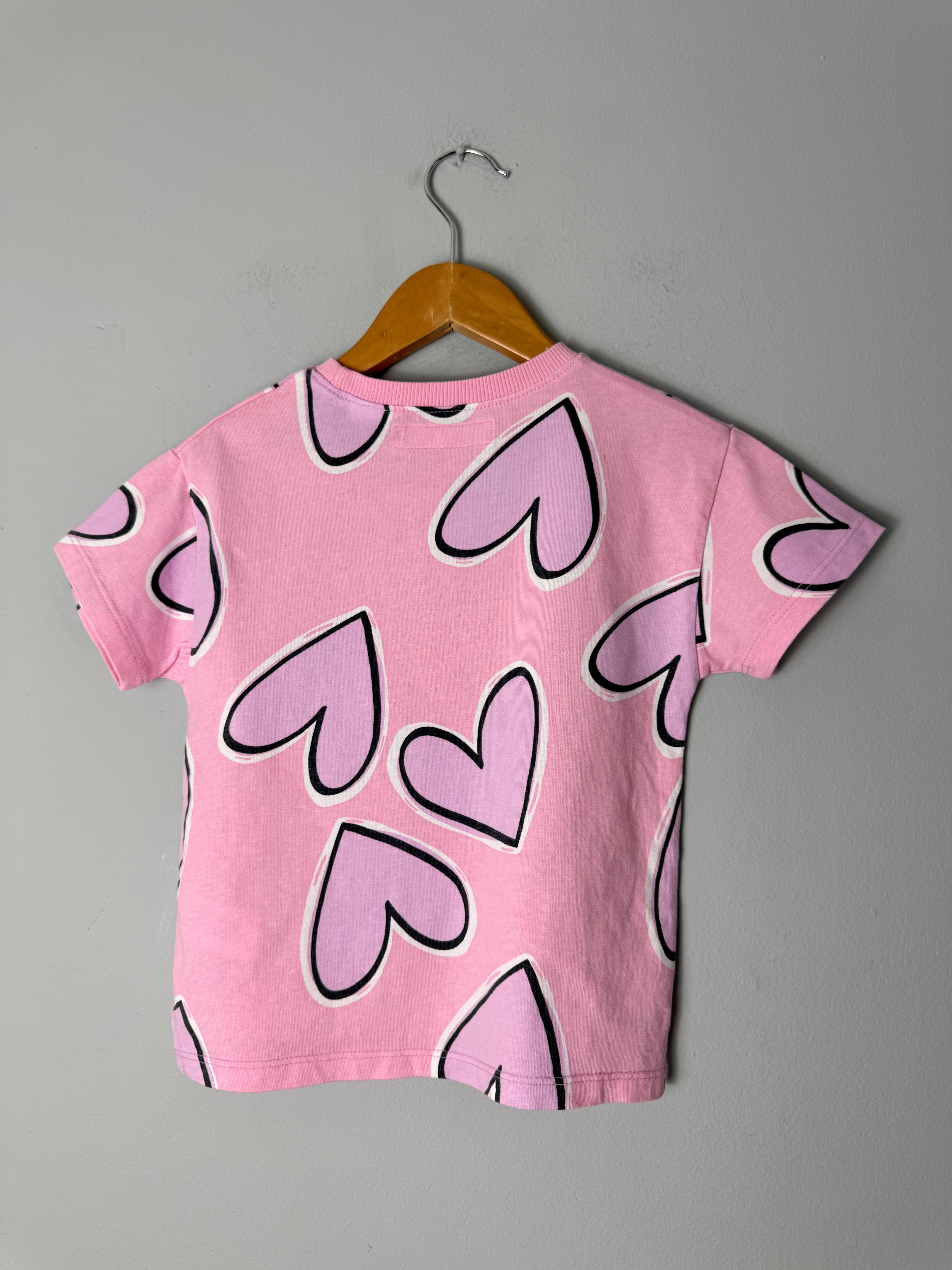Zara Pink Heart Short Sleeve Top - Girls 3 Years - Discounted high street clothing for children, ladies and men including everyday wear and seasonal styles. UK online