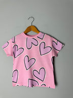 Zara Pink Heart Short Sleeve Top - Girls 3 Years - Discounted high street clothing for children, ladies and men including everyday wear and seasonal styles. UK online