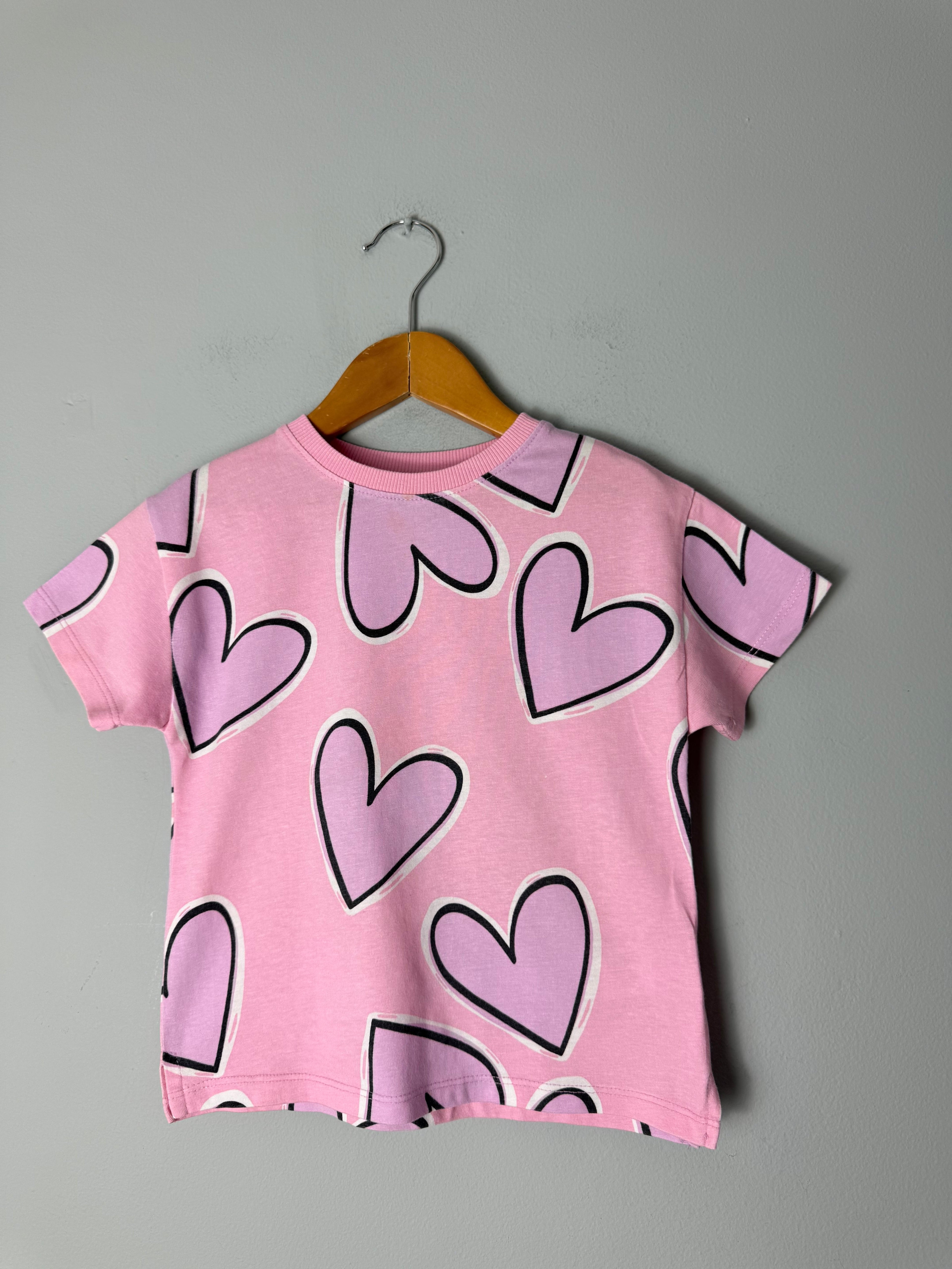 Zara Pink Heart Short Sleeve Top - Girls 3 Years - Discounted high street clothing for children, ladies and men including everyday wear and seasonal styles. UK online